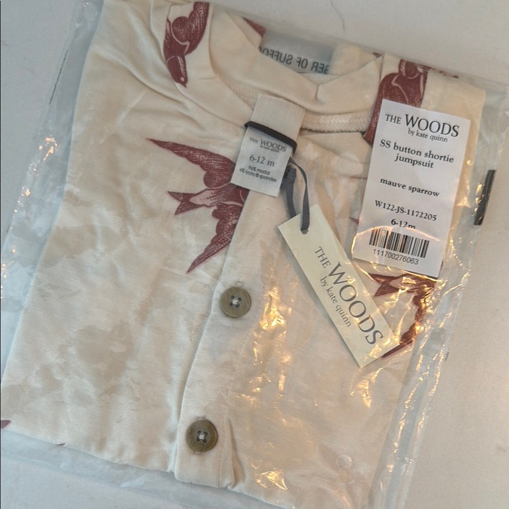 The Woods by Kate Quinn Mauve Sparrow Button Shortie Jumpsuit size 6-12